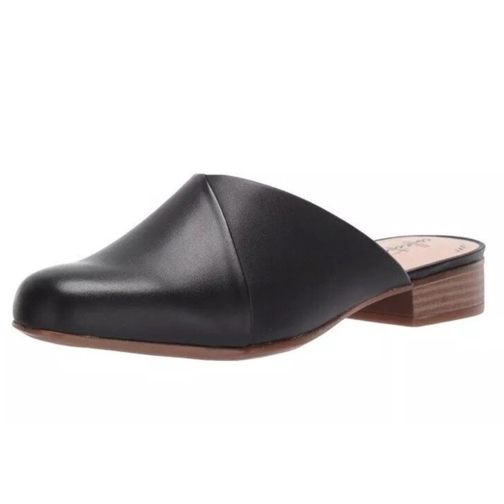 Clarks Collection Praline Slip on Leather Mules Juliet Willow Black Size 6